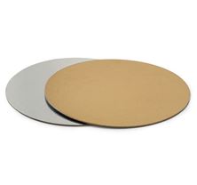 Picture of ROUND CAKE CARDS GOLD AND SILVER 20CM  OR 8 INCH X 1.5CM